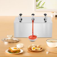 Rectangular Tabletop Stainless Steel 3-head Soy Sauce Dispenser Pump 3x4L for Kitchen Thin Sauces and Condiments