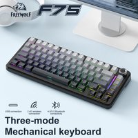 Freewolf F75 Hot Swappable Mechanical Keyboard 75% Layout Three Mode Wireless,BT,2.4G RGB Backlit Ergonomic For PC Gamer Office