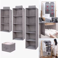1/3/4/5 Wardrobe cotton and linen storage bag hanging bag hanging bag clothes storage multi-layer storage bag drawer hanging bag