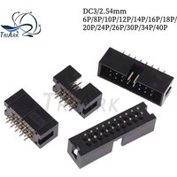 10PCS DC3 2.54mm Pitch Through Hole 6P 8P 10P 14P 18P 20P 24P 30P 40P 50P PIN PCB CONNECTOR DOUBLE ROW JTAG Socket Box Header