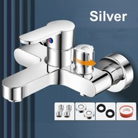 Chrome Brass Basin Faucets Wall Mounted Hot Cold Water Dual Spout Mixer Tap For Bathroom Splitter Bath Shower Basin