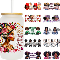 Christian Black Girl Magic 16OZ UV DTF Cup Wraps Ready To Apply Waterproof Transfer Stickers For Libbey Glass Can Tumbler