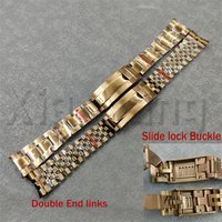 20mm 904L Coffee Brown Bronze Watch Band Slide Folding Buckle Oysters/New Double End Link Jubilee Mens Strap Fit Dive Watch Case