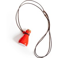 Red Ceramic Perfume Bottle Necklace Handmade Adjustable Wax Cord Essential Oil Diffuser Vintage Aromatherapy Jewelry S03-309