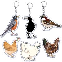 Cute Backyard Birds Keychains for Accessories Bag Birdwatching Wildlife Bird Lover Birding Keyrings Jewelry Fans Friends Gifts