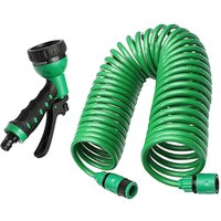EVA Coil Garden Hose Spring Recoil Garden Water Hose with 3/4" Connector with 8 Function Sprayer for Pet Bathing Car Washing