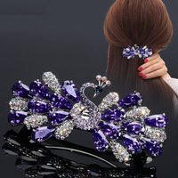 Female Fashion Peacock Crystal Shiny Hair Clip Women Ladies Spring Summer Hairpins Headdress Hair Accessory 2025 New Headwear