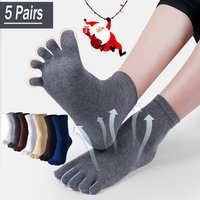 5Pairs Toe Socks Crew Socks Men and Women Five Fingers Socks Breathable Cotton Socks Sports Running Solid Color as Birthday Gift