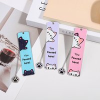 CuteStudents Reading Supplies Cat Metal Bookmarks with Paw Chain Cartoon Kitten Page Markers for Book Lovers