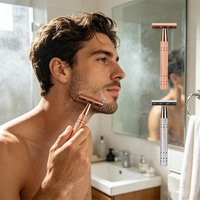 Men Rose Gold Double Edge Safety Razor No Blades Included Knurled Non Slip Metal Handle Manual Shaving Razor