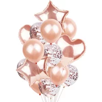 14pcs Rose Gold Balloon Happy Birthday Party Decorations Confetti Balloons Star Heart Foil Balloons Wedding Decorations