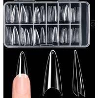 120pcs Clear False Nails Tips Long Stiletto Shape Half Cover Fake Nail Tips Manicure With Box For Acrylic Nail Extension Tools
