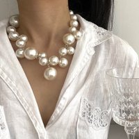 Elegant Imitation Pearl Women's Necklace Big Pearls Beads Choker Necklaces Party Wedding Bride Necklace Jewelry Gifts A-