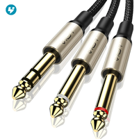 6.35mm TRS Cable 1/4 Inch TRS Male To Dual 1/4 Inch TS Male Stereo Y Splitter Audio Cord for Speaker Mixer Amp Guitar