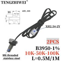 2PCS M6 thread temperature sensor 304 stainless steel probe 10K 50K 100K B3950 NTC thermistor 50CM/1M
