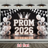 2D Prom 2026 Balloon Lettering Backdrops Prom Party Decor Photography Background Banner Photo Booth Props Party Supplies
