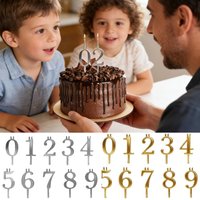 10pcs 0-9 Number Cake Toppers Metal Number Candle Holder Set Steady Reusable Birthday Cake Topper Decorations Candle Holders