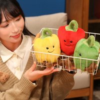New Creative Cartoon Colored Pepper Plush Toys Stuffed Cozy Smile Vegetables Doll Cute Office Desktop Companion Delicate Gift