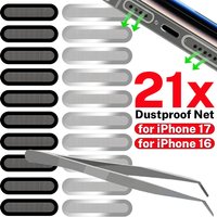Adhesive Dustproof Net Stickers for IPhone 17 17 Air 17Pro ProMax Anti Dust Phone Trumpet Protective Cover Films with Tweezers