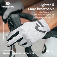 ROCKBROS Bicycle Full Finger Gloves Fingertip Touch Screen Bike Gloves Breathable Non-slip Shock Absorbing Palm Pad Bike Gloves