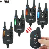 Hirisi S8 Karpfenangel-Alarm 1+4 Set Wasserdichter 2-Wege-Fernbedienungs-Bissalarm-Empfänger Indikator Angelzubehör