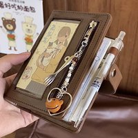 M5 Brown Sliver Soft Zip Loose-Leaf Retro Portable With 40 Sheets Inner Page PU Clip-on Notebook Loose Leaf Notebook