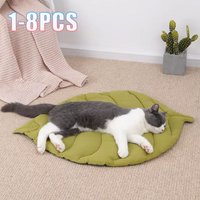 1/2/2/8PCS Leaf Shape Pet Crate Mat Thick Cat Bed Pad for Dog Cage Soft Fur Blanket Floor Protective Washable