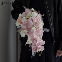 JaneVini Luxury Pink Artificial Bridal Flowers Wedding Bouquet Real Touch Calla Lily Bride Hand Flower Bouquet De Mariage Mariée