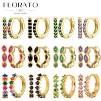 925 Silver Ear Buckle colorful Crystal Zircon Hoop Earrings for Women Minimalist Fashion Huggie Earrings Jewelry