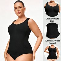 1PCS Plus Size Seamless Body Shaper Camisole,Women Crew Neck Tummy Control Compression Tank Top,Slimming Athletic Shapewear Tops
