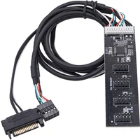 NEW USB2.0 HUB Riser Card 9Pin to 4x 9Pin Splitter to 8 Port 60cm 9-Pin Extension Cable FE2.1 Chip SATA Power Supply for Desktop