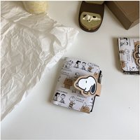 Kawaii New Korean Ins Cute Cartoon Snoopy Short Coin Wallet Two-fold Pu Zipper Coin Wallet Gift