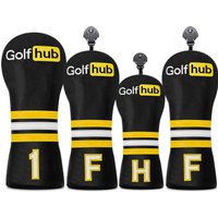 1pc/4pcs Driver/Fairway/Hybrid Golf Headcover - HUB Letter Golf Club Head Covers - Black Color- Stylish Vintage Design