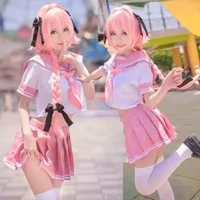 Women Sailor Suit Fate Apocrypha Astolfo Cosplay Costumes Japanese Student Girls JK Uniforms Halloween Party Sailor Set Anime
