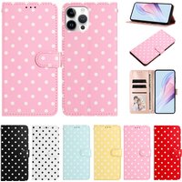 Wave Dot Pattern Leather Flip Wallet Card Bag Case for IPhone Air 17 16 E 15 14 13 11 Pro Max Plus 12 Mini 17E 16E Phone Cover