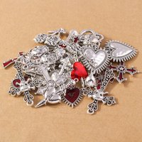 4pcs Vintage Gothic Cross Charms Metal Heart Skull Pendants for Earrings Necklace Jewelry Making DIY Accessories Findings