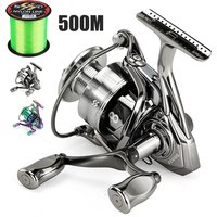 Sougayilang 1000-5000 Series Spinning Reel Aluminum Alloy Double Handle Rocker Max Drag 33LB Fishing Reel with 500m Fishing Line