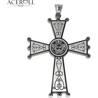 ACEROLL Stainless Steel Pendant of The Orthodox Cross With Holy Jesus Face