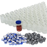 3ml Clear Glass Vials-1 Dram Clear Glass Headspace Vials with Plastic-Aluminum Flip Caps and Rubber Stoppers(100 Pack)
