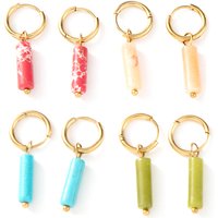 Vintage Natural Stone Ear Buckle Dangle Earrings for Women Bohemia Classics Stainless Steel Earrings Boho Fashion Jewelry