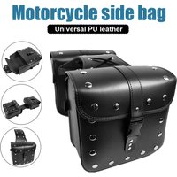 Motorcycle Saddle Bags 2Pack Universal PU Leather Saddlebags For Honda Shadow Suzuki Boulevard Sportster