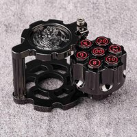 7Pcs DND Dice Black Red Metal Revolver Dice Shaped TRPG D&D Board Games Dungeons Dragons TRPG Polyhedral Digital Dice Table Game