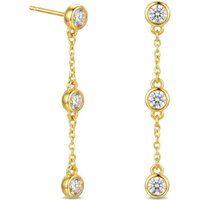A pair of S925 sterling silver beaded dangle earrings with sparkling zirconia, hypoallergenic.