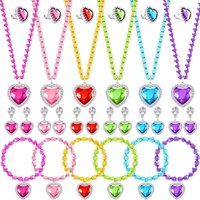 Girl Dress Up Jewelry Toddler Princess Ring Earrings Bracelets Necklaces Kids Costume Jewelry Set for Girl Tea Costume Party
