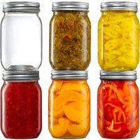 450ML Regular-Mouth Glass Mason Jars with Metal Airtight Lids and Bands for Canning, Preserving, & Meal Prep