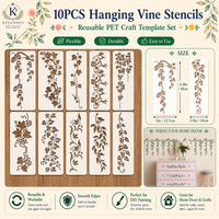 10Pcs Reusable Stencils for Vine LeavesTemplates Featuring Grape Ivy Floral Design for Projects on Wood,Canvas,Furniture,WallArt