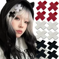 Y2K Anime Girls Red Cross Hair Clips for Women Girls Hair Accessories Hiphop Punk Barrettes Hair Pins Hairwear Cool Unique