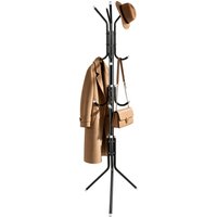 Freestanding Coat Rack with 12 Hooks, Heavy Duty 20kg Capacity Metal Stand – Slim Hall Tree for Entryway, Bedroom, Hallway, Black