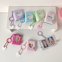 Kpop Fashion Love Bow 2-inch Pendant Mini Album Cute Girl Idol Photo Storage Card Album Decorative Keychain Gifts