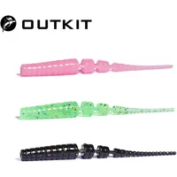 OUTKIT 4cm 5cm Fishing Soft Worm Lures Pin Tail Ice Fishing Bait Soft Polaris Sinking Lure Pesca Cheap Silicone Fishing Tackle